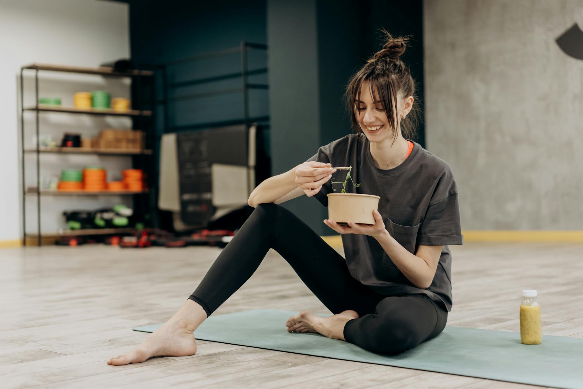 woman eating healthy food